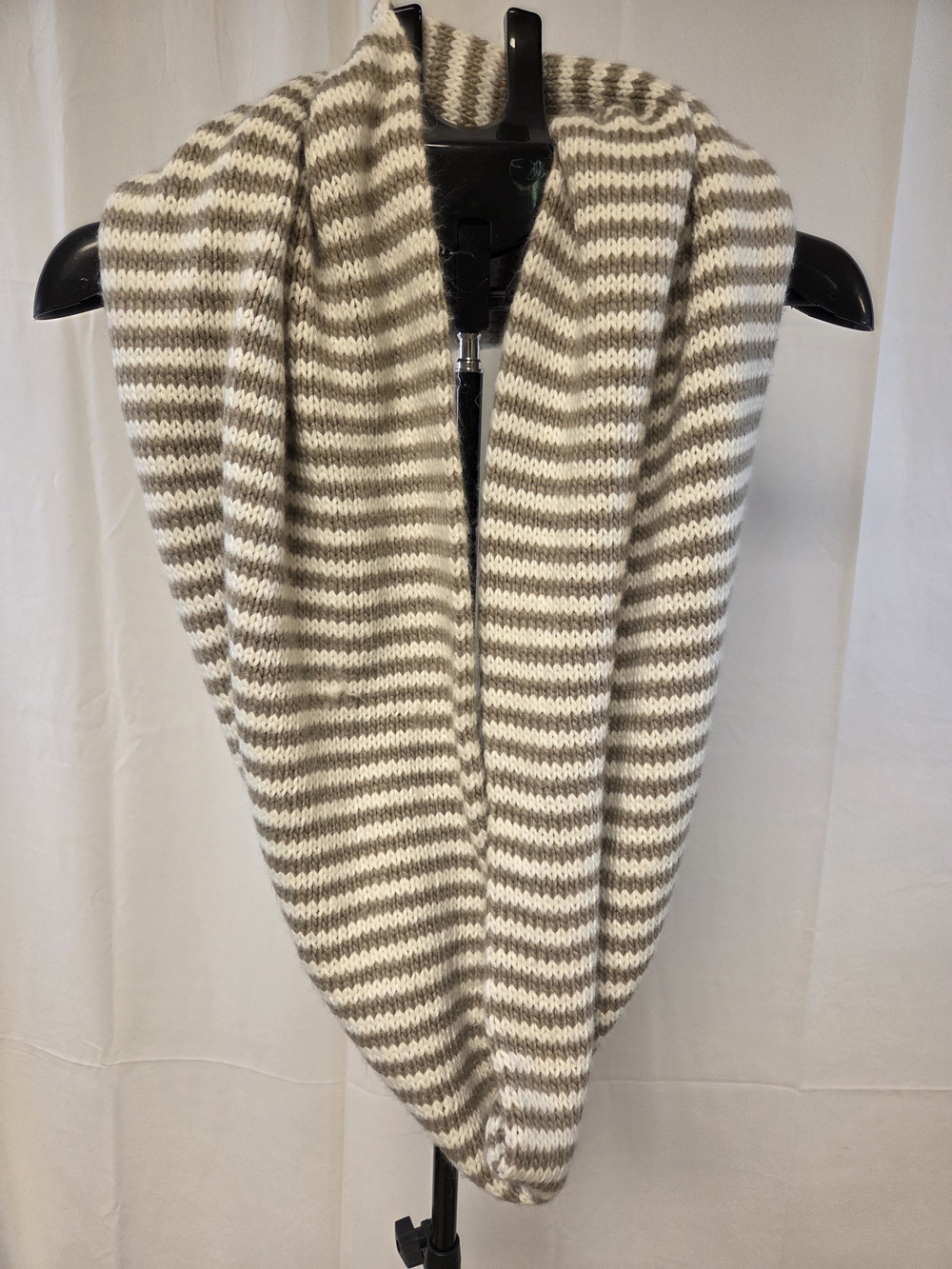 BearPaw Striped Infinity Scarf - Cream and Taupe